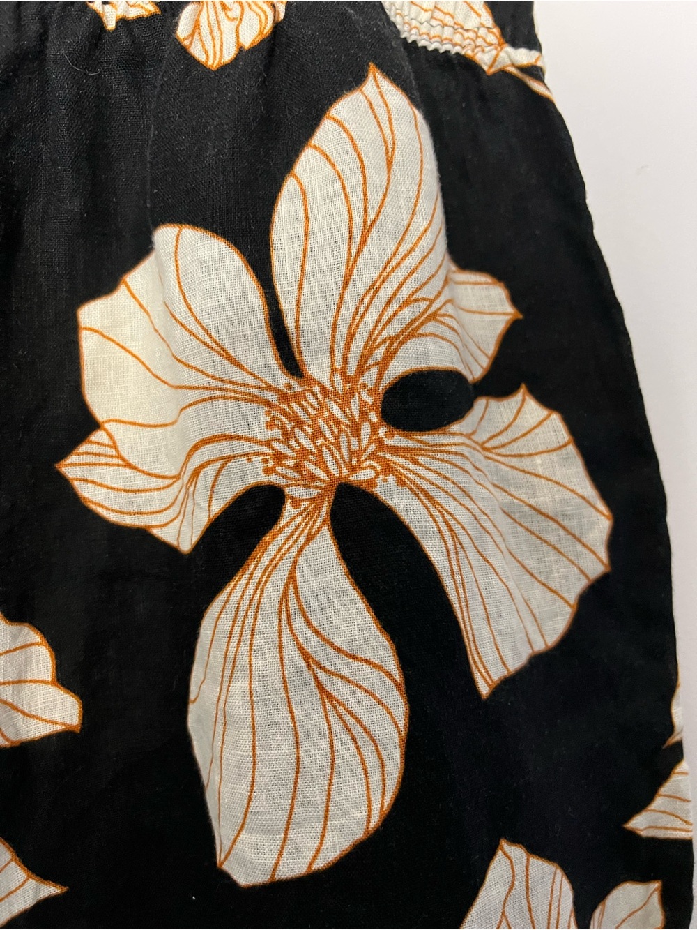 Cynthia Rowley Black Wide-Leg Floral Pants Elasticated Waist Summer - Picture 7 of 9